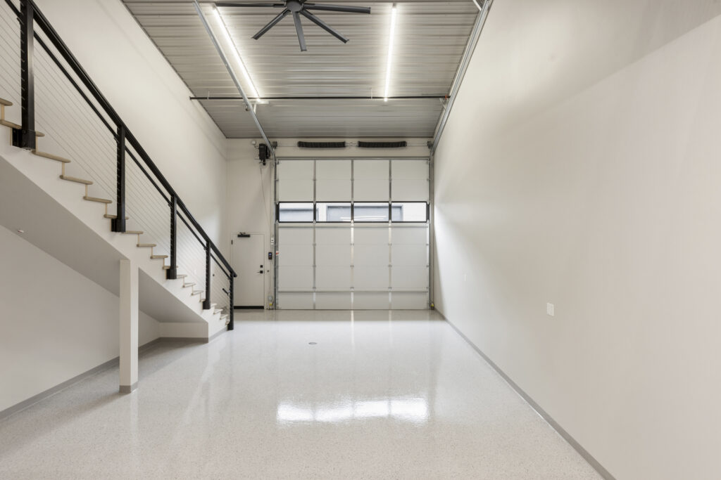 Oversized garage doors and epoxy floor